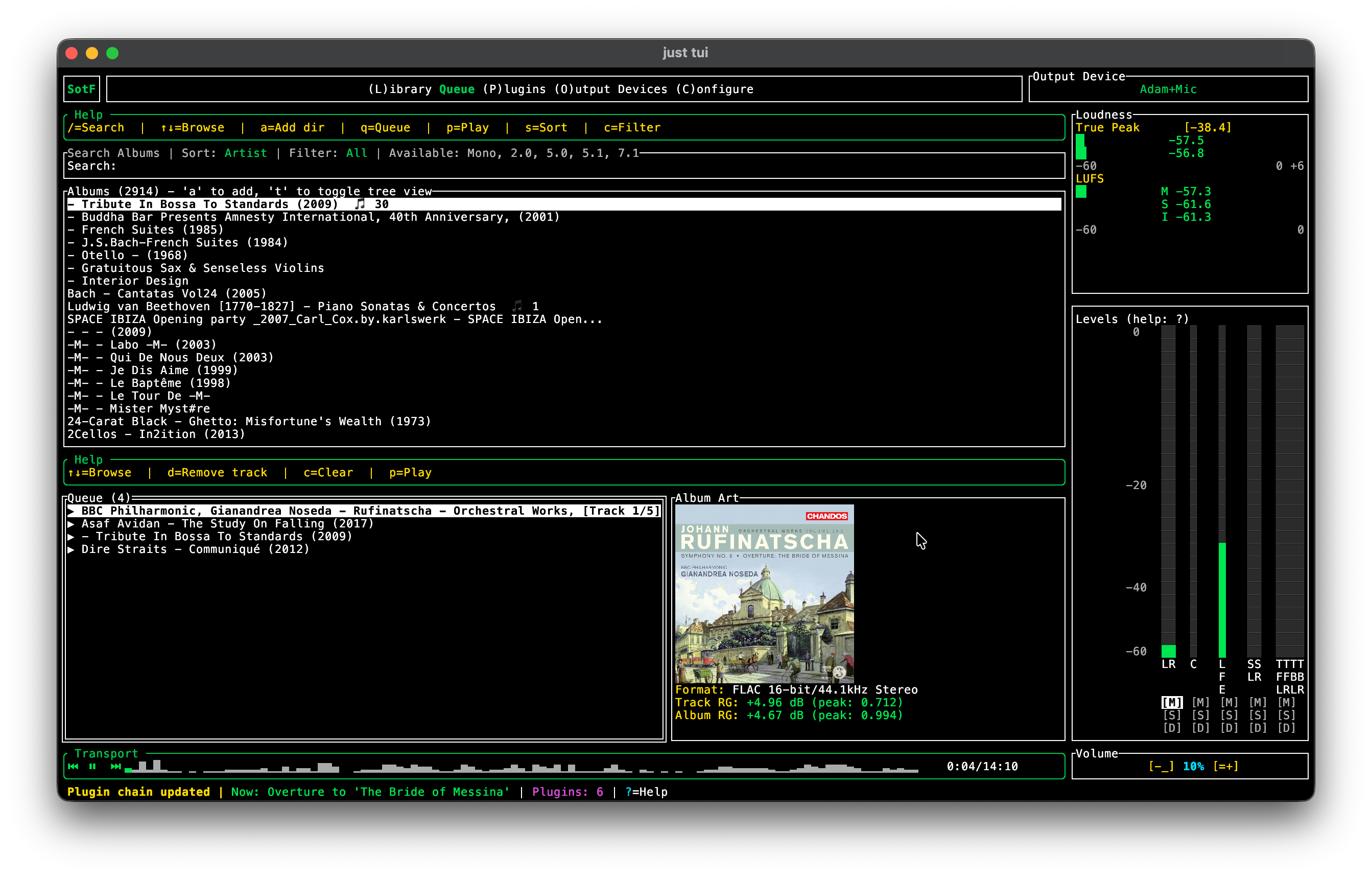 SotF Terminal — music player view